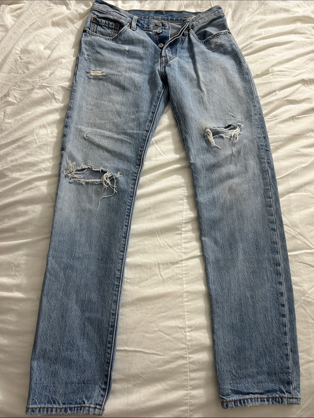 Original Levi’s 501 Button Fly Distressed Jeans